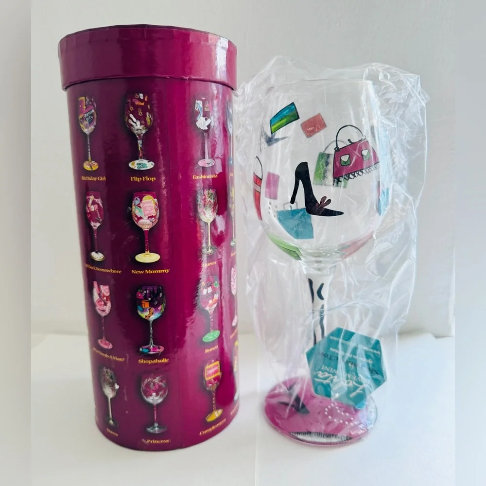 Lolita Shopaholic Art Wine Glass - NIP